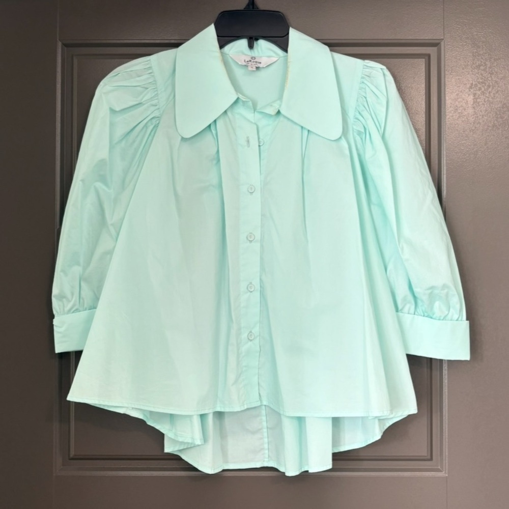LaRoque Reba Poplin Top in Bird’s Egg Blue